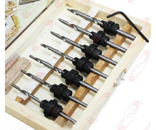 22pc Professional Countersink Drill Bit Set W/ Wood Box Counter Tools Sink